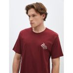 LC Waikiki Lcw Casual Bisiklet Yaka Kısa Kollu Baskılı Penye Erkek Tişört - Bordo