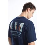 LC Waikiki Lcw Casual Bisiklet Yaka Kısa Kollu Baskılı Penye Erkek Tişört - XS - Navy