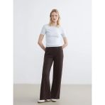 LC Waikiki Lcw Comfort Kahverengi Beli Lastikli Geniş Paça Kadın Eşofman Altı - 2XL