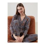 LC Waikiki LCW DREAM Antrasit Gömlek Yaka Leopar Desenli Kadın Pijama Takımı