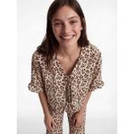 LC Waikiki Lcw Dream Ekru V Yaka Leopar Desenli Kadın Pijama Takımı - XS