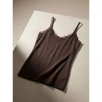 LC Waikiki Lcw Dream Kahverengi V Yaka Dantelli Ip Askılı Kadın Atlet - 2XL