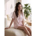 LC Waikiki Lcw Dream Pembe Fiyonk Desenli Saten Kadın Şortlu Pijama Takımı - XL