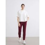 LC Waikiki Lcw Everyday Bordo Beli Lastikli Soft Touch Kadın Eşofman Altı - 2XL