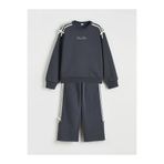 LC Waikiki LCW Kids Antrasit Bisiklet Yaka Fiyonk Detaylı Kız Çocuk Sweatshirt Ve Eşofman Altı