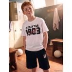 LC Waikiki Lcw Kids Beyaz Bisiklet Yaka Beşiktaş Baskılı Erkek Çocuk Tişört ve Şort - 12 - 13 Yaş