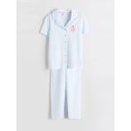 LC Waikiki Lcw Kids Beyaz Gömlek Yaka Çizgili Kız Çocuk Pijama Takım - 10 - 11 Yaş