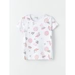 LC Waikiki Lcw Kids Bisiklet Yaka Baskılı Kısa Kollu Kız Çocuk Tişört - 3 - 4 Yaş - Beyaz