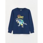 Lc Waikiki Lcw Kids Bisiklet Yaka Baskılı Uzun Kollu Erkek Çocuk Pijama Takımı - Lacivert - 9 - 10 Yaş