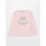 LC Waikiki Lcw Kids Bisiklet Yaka Baskılı Uzun Kollu Kız Çocuk Tişört - 7 - 8 Yaş - Pembe