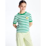 LC Waikiki Lcw Kids Bisiklet Yaka Çizgili Kısa Kollu Kız Çocuk Crop Tişört - 11 - 12 Yaş - Green