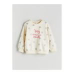 LC Waikiki LCW Kids Bisiklet Yaka Kalp Baskılı Kız Çocuk Sweatshirt