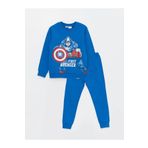 LC Waikiki LCW Kids Bisiklet Yaka Kaptan Amerika Baskılı Erkek Çocuk Sweatshirt ve Eşofman Altı