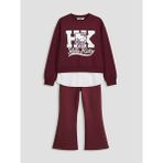 LC Waikiki Lcw Kids Bordo Hello Kitty Baskılı Kız Çocuk Soft Touch Sweatshirt ve Tayt - 12 - 13 Yaş
