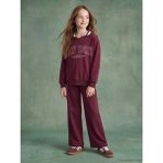 LC Waikiki Lcw Kids Bordo New York Baskılı Kız Çocuk Sweatshirt ve Eşofman Altı - 7 - 8 Yaş