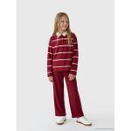 LC Waikiki Lcw Kids Bordo Polo Yaka Çizgili Kız Çocuk Sweatshirt ve Eşofman Altı - 7 - 8 Yaş