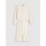 LC Waikiki Lcw Kids Ekru Baskılı Kız Çocuk Soft Touch Sweatshirt ve Eşofman Altı - 9 - 10 Yaş