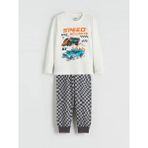 LC Waikiki Lcw Kids Ekru Bisiklet Yaka Baskılı Erkek Çocuk Pijama Takımı - 10 - 11 Yaş