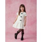 LC Waikiki Lcw Kids Ekru Bisiklet Yaka Fiyonk Detaylı Kız Çocuk Elbise - 6 - 7 Yaş