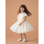 LC Waikiki Lcw Kids Ekru Bisiklet Yaka Kız Çocuk Dantel Elbise - 6 - 7 Yaş