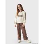 LC Waikiki Lcw Kids Ekru Brooklyn Baskılı Kız Çocuk Sweatshirt ve Eşofman Altı - 7 - 8 Yaş