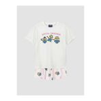 LC Waikiki LCW Kids Ekru Minions Baskılı Kız Çocuk Şortlu Pijama Takım