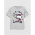 LC Waikiki Lcw Kids Gri Bisiklet Yaka Hello Kitty Baskılı Kız Çocuk Tişört - 12 - 13 Yaş