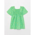 LC Waikiki Lcw Kids Kare Yaka Desenli Kısa Kollu Kız Çocuk Elbise - 5 - 6 Yaş - Green