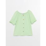 LC Waikiki Lcw Kids Kayık Yaka Kısa Kollu Kız Çocuk Tişört - 5 - 6 Yaş - Green