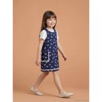 LC Waikiki Lcw Kids Lacivert Fiyonk Baskılı Kız Çocuk Elbise ve Tişört - 3 - 4 Yaş