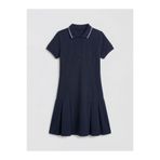 LC Waikiki LCW Kids Lacivert Pileli Polo Yaka Kız Çocuk Elbise