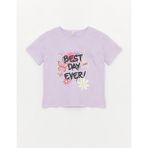 LC Waikiki Lcw Kids Lila Bisiklet Yaka Baskılı Kısa Kollu Kız Çocuk Tişört - 11 - 12 Yaş