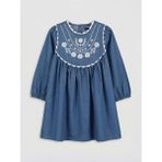 LC Waikiki Lcw Kids Mavi Bebe Yaka Çiçek Nakışlı Kız Çocuk Elbise - 7 - 8 Yaş