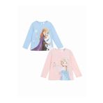 LC Waikiki LCW Kids Pembe Bisiklet Yaka Elsa Baskılı Kız Çocuk Tişört 2'li