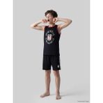 LC Waikiki Lcw Kids Siyah Beşiktaş Baskılı Erkek Çocuk Şortlu Pijama Takımı - 7 - 8 Yaş