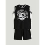 LC Waikiki Lcw Kids Siyah Bisiklet Yaka Beşiktaş Baskılı Erkek Çocuk Atlet ve Şort - 9 - 10 Yaş