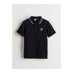 LC Waikiki LCW Kids Siyah Polo Yaka Beşiktaş Baskılı Erkek Çocuk Tişört