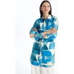 LC Waikiki Lcw Modest Desenli Kadın Gömlek Tunik - Mavi - 38