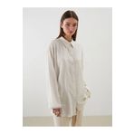 LC Waikiki LCW Modest Ekru Keten Karışımlı Kadın Gömlek Tunik