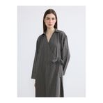 LC Waikiki LCW Modest Gri Gömlek Yaka Çizgili A Kesim Elbise