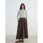 LC Waikiki Lcw Modest Kahverengi Beli Lastikli Keten Karışımlı Kloş Etek - 42