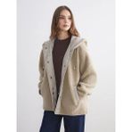 LC Waikiki Lcw Modest Kahverengi Kapüşonlu Oversize Kadın Teddy Kaban - 42