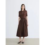 LC Waikiki Lcw Modest Kahverengi Yüksek Bel Büzgülü Poplin Kloş Etek - 38