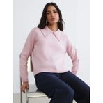 LC Waikiki Lcw Modest Pembe Bebe Yaka Boncuk Işlemeli Kadın Triko Kazak - XL