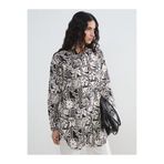 LC Waikiki LCW Modest Siyah Desenli Oversize Kadın Gömlek Tunik