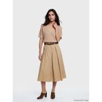 LC Waikiki Lcw Vision Bej Beli Kemerli Poplin Pileli Etek - 3XL