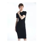 LC Waikiki LCW Vision Bisiklet Yaka Düz Kısa Kollu Kadın Bodycon Elbise