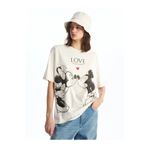 LC Waikiki LCW Vision Bisiklet Yaka Mickey ve Minnie Mouse Baskılı Kısa Kollu Kadın Tişört