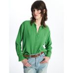 LC Waikiki Lcw Vision Düz Uzun Kollu Oversize Kadın Gömlek - Yeşil - XL