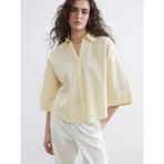 LC Waikiki Lcw Vision Sarı Çizgili Oversize Kadın Gömlek - 2XL